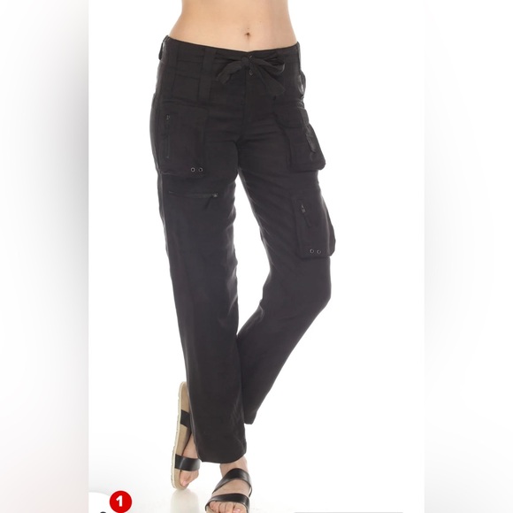 NWT - Johnny Was - HAILEY CARGO PANTS - Tie Belt in size 8 black - Picture 3 of 12